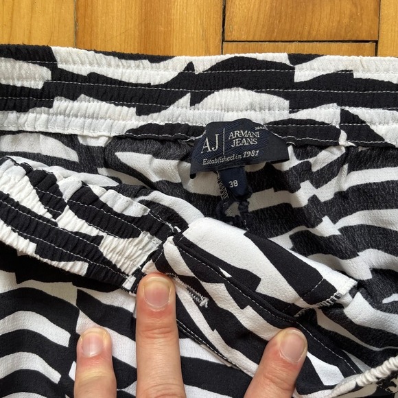 Armani Jeans Black White Zebra Print Wide Leg Pants Women's Size 38 - Picture 4 of 7